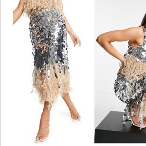 ASOS sequin fringe midi skirt